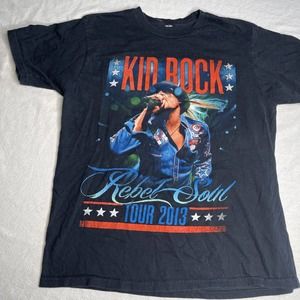 Kid Rock Tour 2013 Rebel Soul Concert Shirt Men L Double Sided Tour fits Smaller